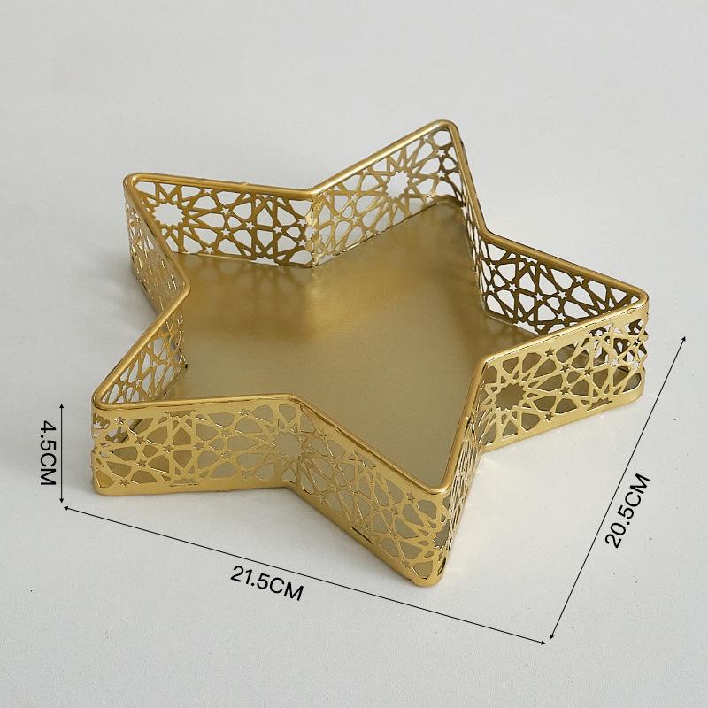 

Поднос для Рамадана, поднос со звездами Ид Мубарак, ислам, мусульманский поднос для подачи блюд на ифтар, металлические тарелки для Рамадана, декор стола для завтрака, десерта, выпечки золотой