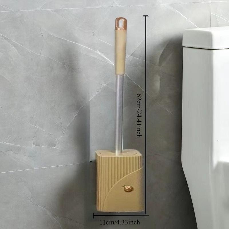 Sada WC štětky s držákem, 360° čištění & nástěnná montáž bez vrtání, prostorově úsporný koupelnový organizér