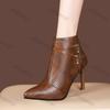 Fashion Sexy Thin Low Heels Pointed Toe Ankle Boots for Woman Party Shoes Fashion Brown Autumn Winter Pointed High Heel Short Booties