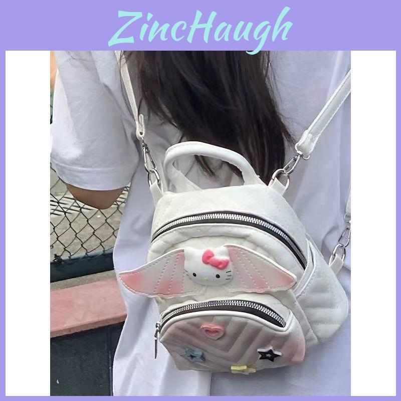 Hello Kitty Cartoon Backpack With Spliced Pu Fabric And Adjustable Shoulder Straps For School