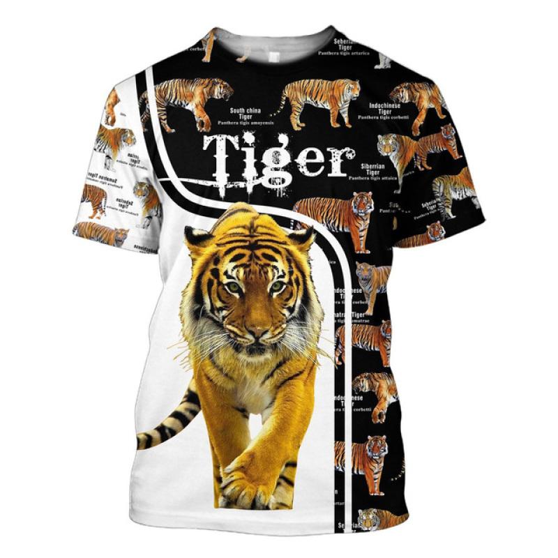 3D Tiger Print T Shirt Für Männer Boutique Tier Grafik T-Shirts Sommer Trend Harajuku Übergroßen Kurzarm Freizeit Oansatz Tops