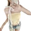 #Summer new Spice Girl wind lace necklace splicing tube top female slim fixed with chest pad top