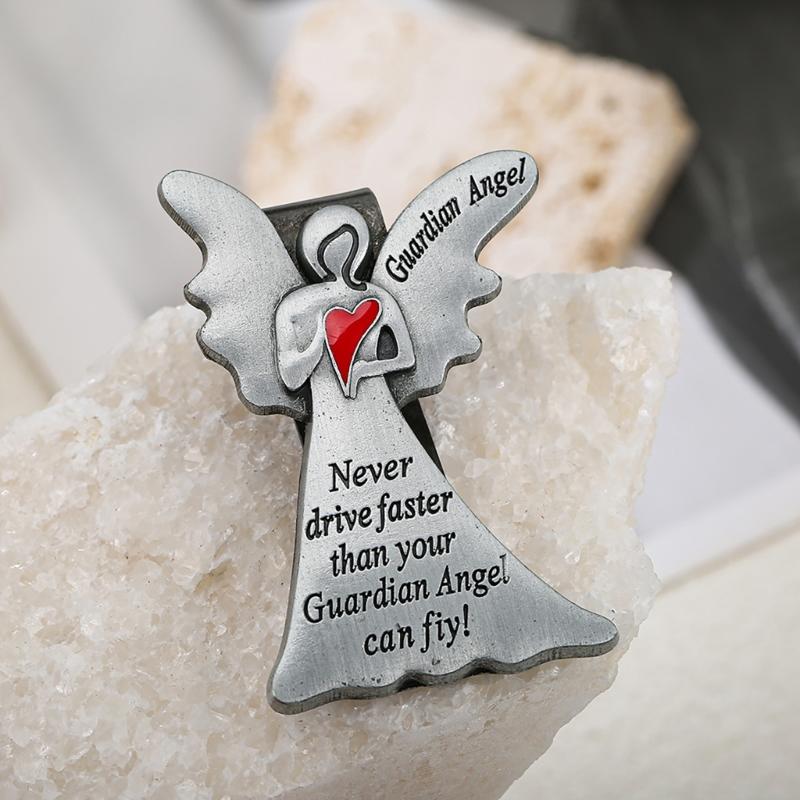 Car Visors Clips Metal Angel Safety Charm Decoration Inspirational Travel Protection Angel Clip Car Accessory