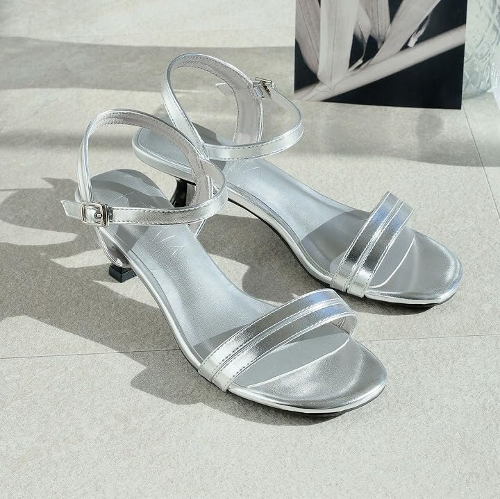 Ankle Narrow Low M [Vivian] Women's Sandals, Strap, Heel, Heel, V33401SM, Black, (23.0-23.5)
