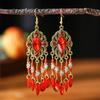 Vintage Classic Water Drop Dangle Earrings for Women Bohemian Handmade Beaded Crystal Earring Ethnic Female Vacation Jewelry