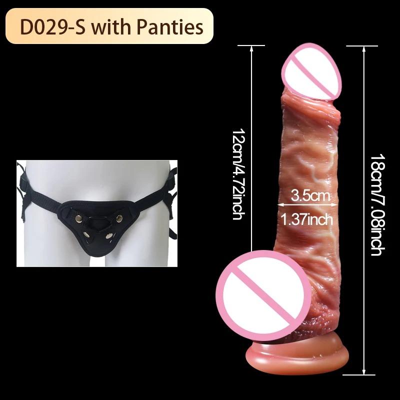 Wearable Realistic Strapon Dildo Skin Testicles Sliding Anal Vagina Sexy Adult Masturbation Big Penis For Women Sex Toys Dildos