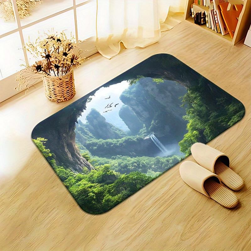 Mountain Waterfall Doormat: Transform Your Entryway with Scenic Forest Art - Durable Outdoor Welcome Mats | Nature Lover Gifts