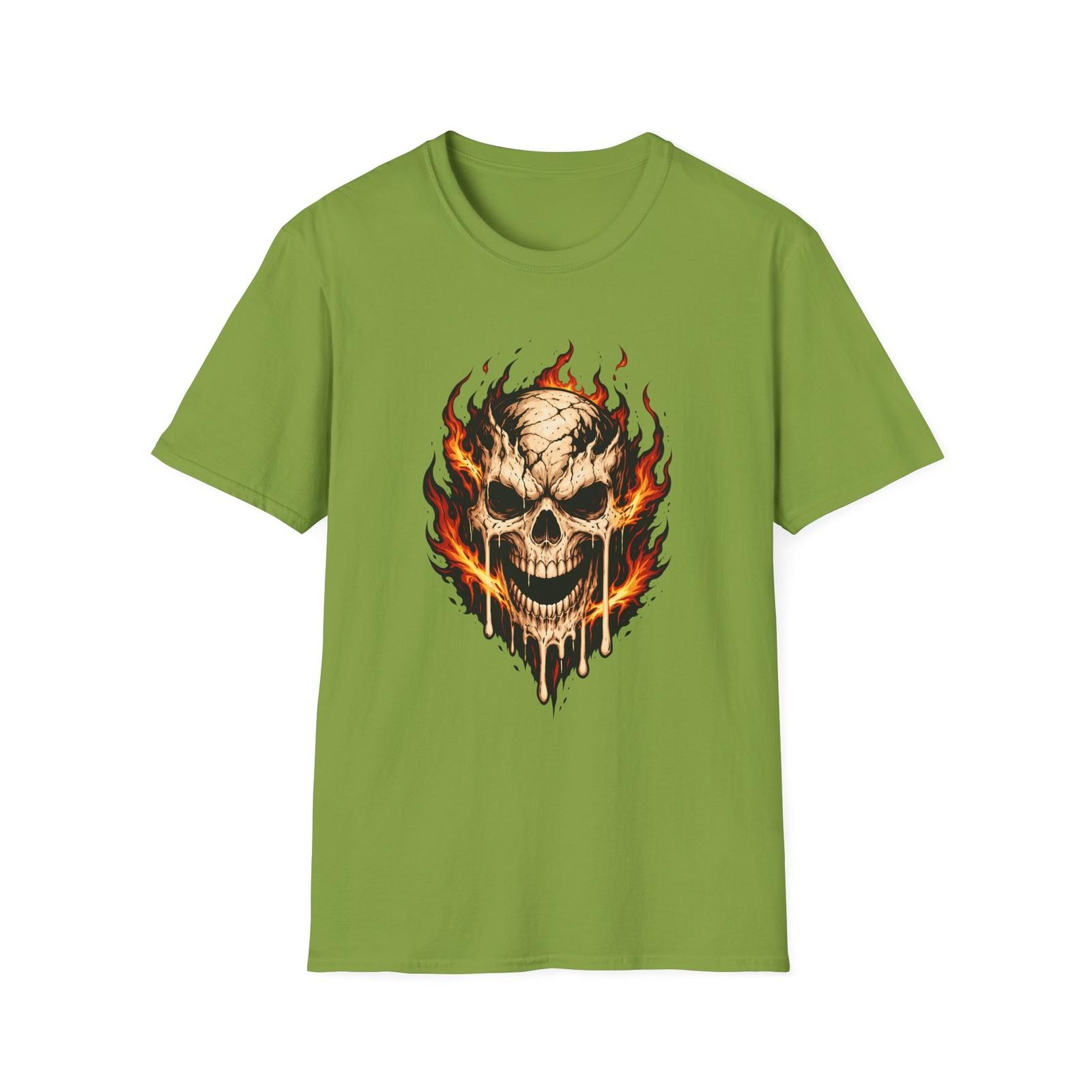 Unisex Softstyle T-Shirt Melting Skull Flame Drips Fire S