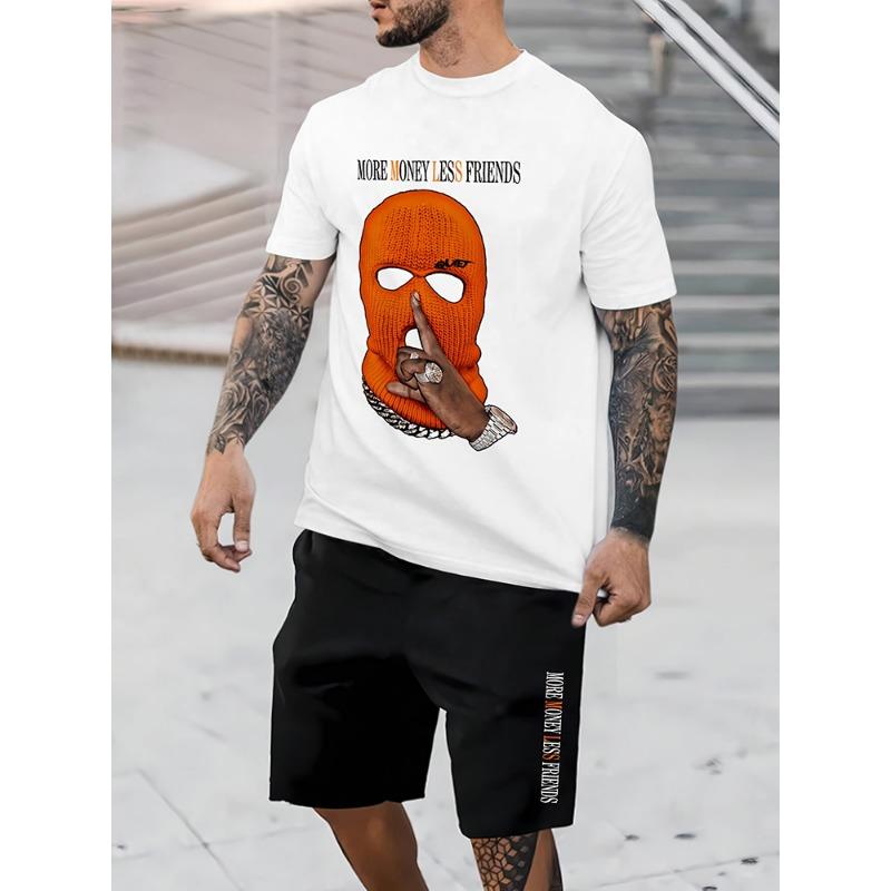 Men's Casual Outfit Set Yellow Duck Print Men's T-shirt & Beach Shorts Set Summer Short-sleeved Street Fashion Sports Shorts