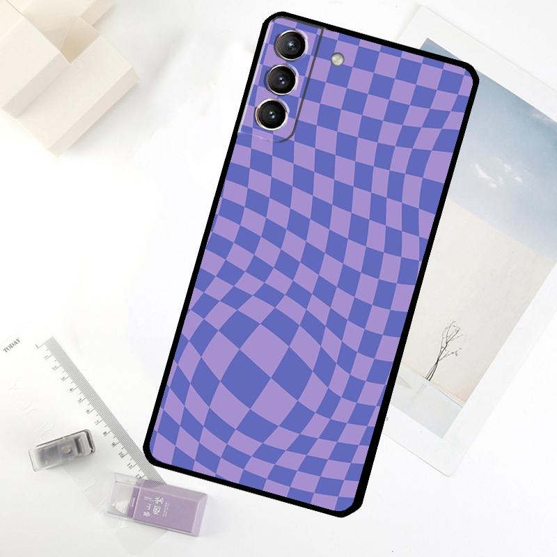 Check Orange Green Moss Twist Phone Case For Samsung Galaxy S25 S24 S23 S22 S21 S20 S26 Ultra S10 Plus S23 FE S25 FE Cover