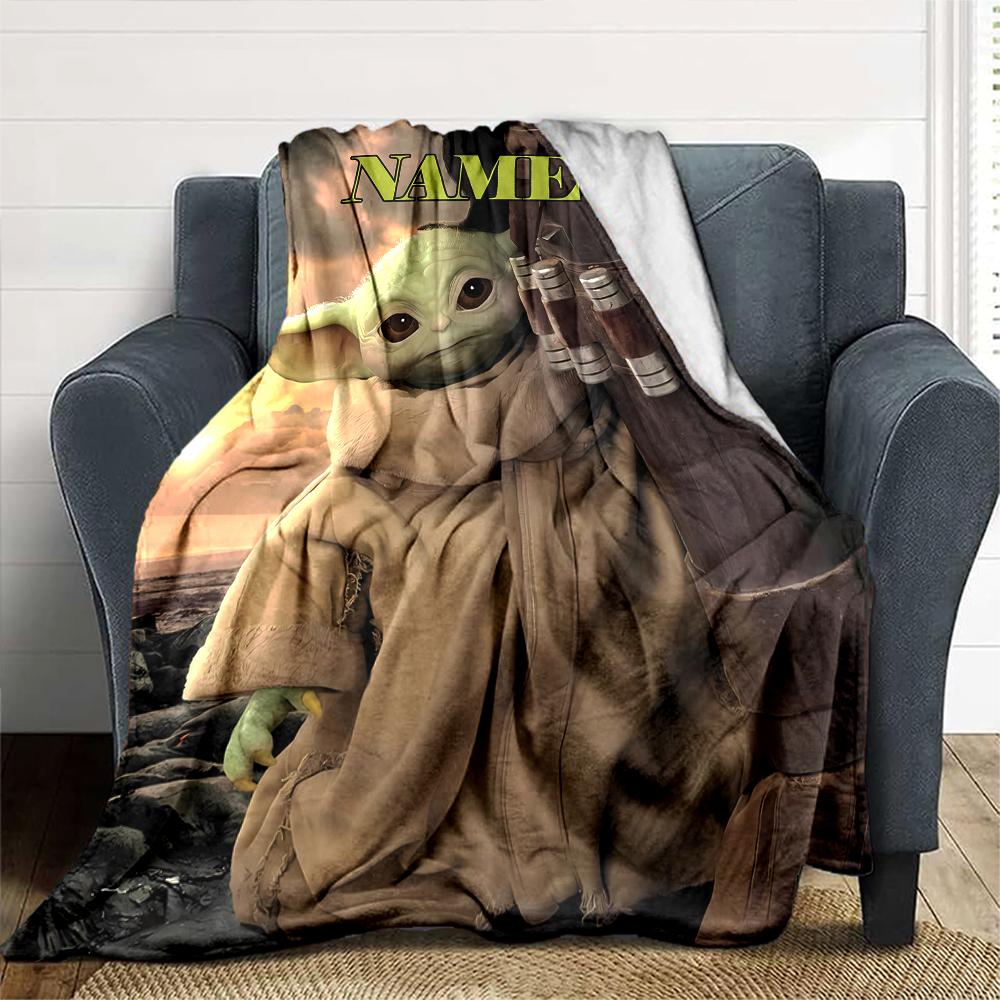 Customiz Name Personality Yoda Blanket Soft &Warm Sofa Office Bed Travel Lunch Break Blanket, Gift Suitable All Seasons
