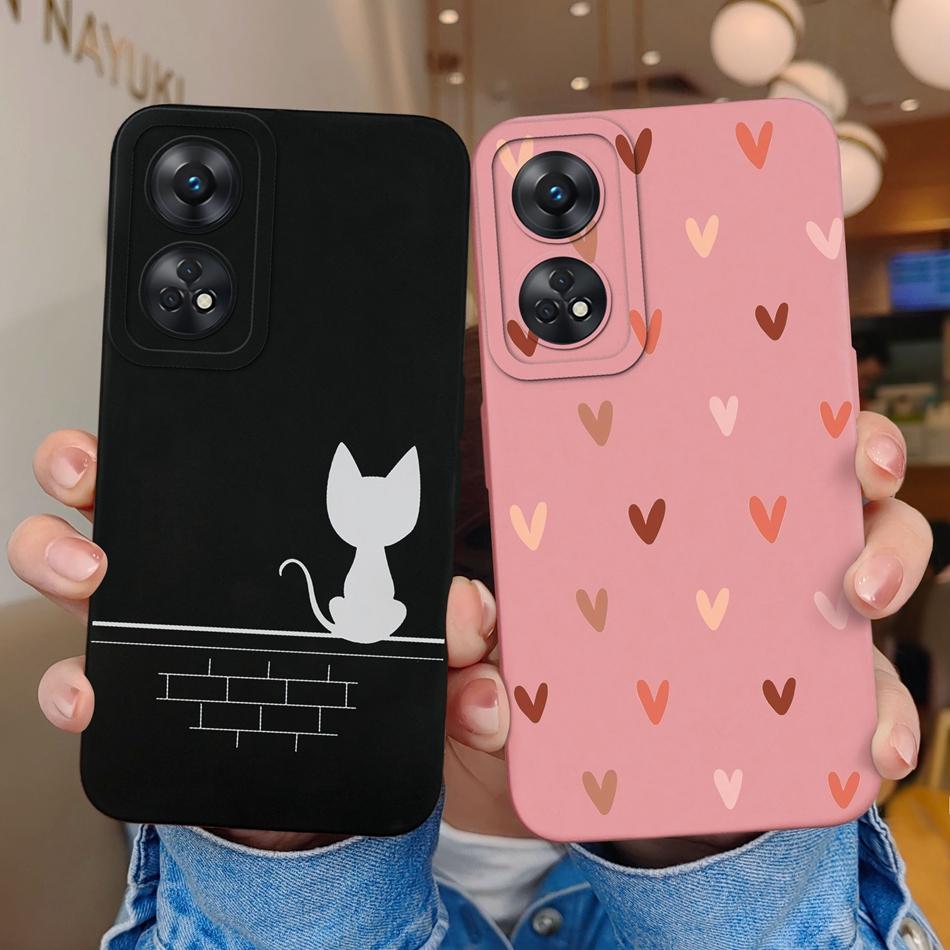 Per Custodia Telefono Oppo Reno 8T 8Z Cuore Amore Protezione Fotocamera Morbido Silicone Liquido Copertura Posteriore Per OPPO Reno8T 4G 5G 8 Lite Guscio