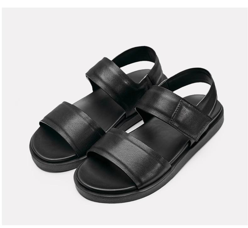 2025 Men's Breathable Genuine Leather Sandals: Soft Sole, Anti-Slip, Outdoor Beach & Sport Footwear