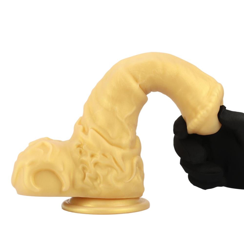 Goldenes Alien-Pferd Weiblicher Masturbator: Riesiger Anal-Dilatator-Plug-Spielzeug