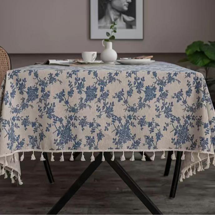 Blanche Cotton & Linen Tablecloth: Ideal for Living Room Coffee Tables & Afternoon Tea Round Tables