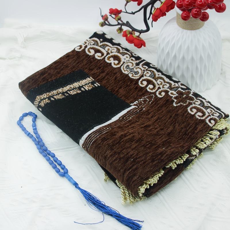 Islamic Retro-patterned Kneeling Small Rug, Easy-to-clean and Wear-resistant Muslim Prayer Carpet, Foldable Prayer Blanket