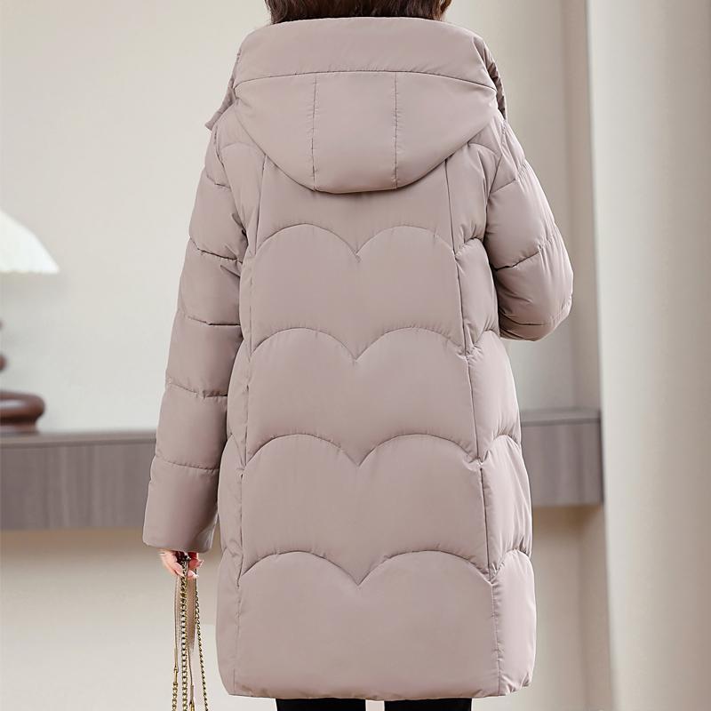 Women Plus Size Long Hooded Padded Coat Winter Warm Ladies Cotton Outerwear Jacket