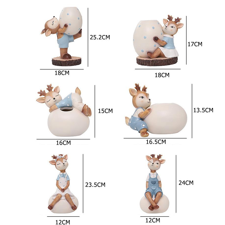 Fairy Deer Garden Pot for Dried Flowers, Decorative Planter Flower Pots, Animal Statue Figurine Home Desktop Decoration