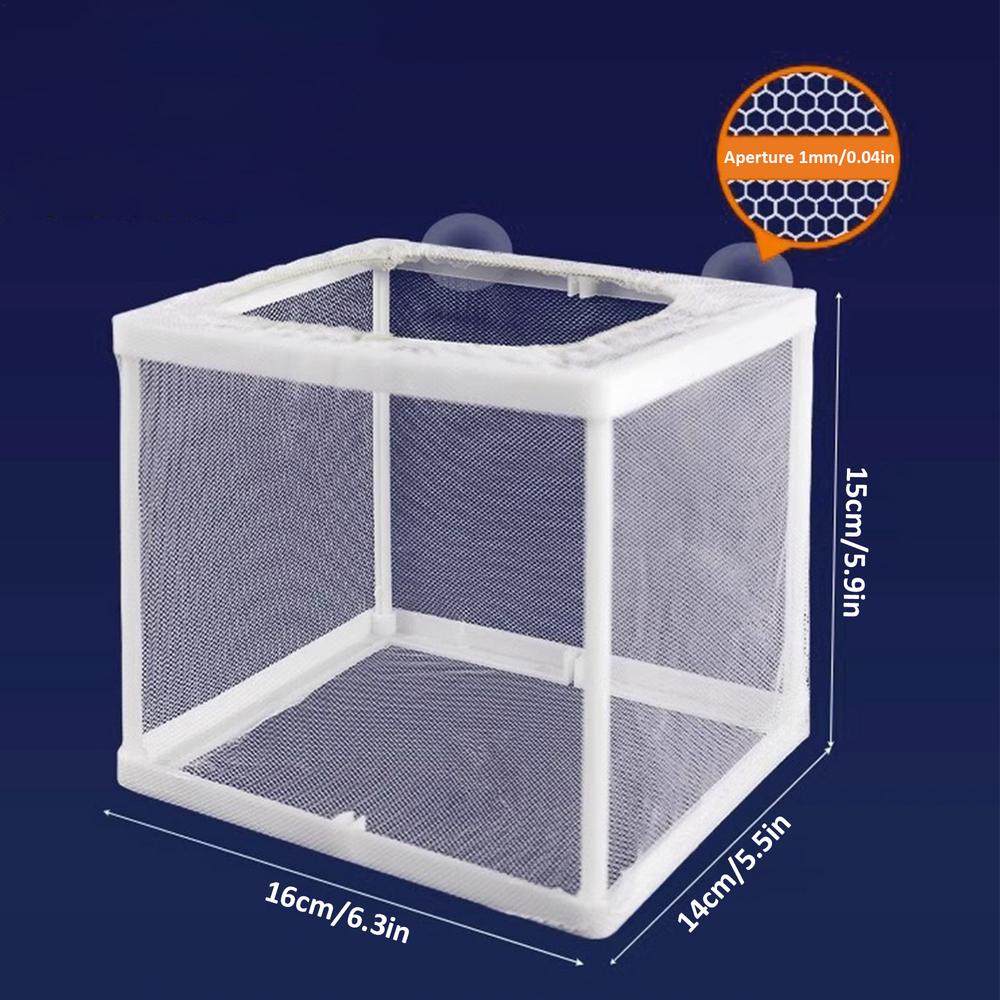 

Fish Breeder Box Separation Fish Hatching Mesh with Suction Cups Aquarium Hatchery Breeding Isolation Net for Guppy Clownfish S білий