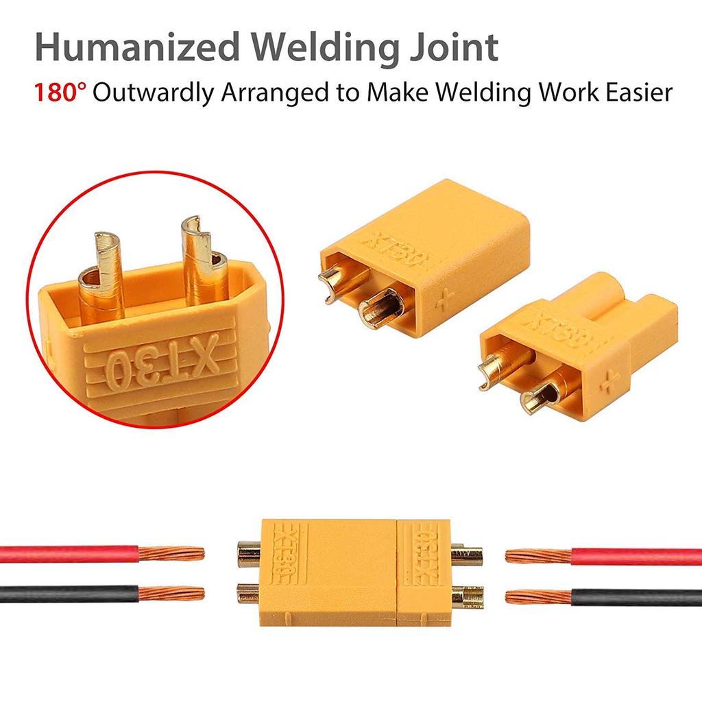 GTIWUNG 4 Paia di Connettori XT30, Connettori Maschio e Femmina XT-30, Connettori a Banana Maschio e Femmina XT30 per LiPo RC (con 15CM 16AWG Silicone