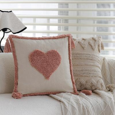 Ins Pink Tufted Pillow Girly Heart Pillow Case Living Room Sofa Bed Cushion Hotel Bay Window Soft Decoration