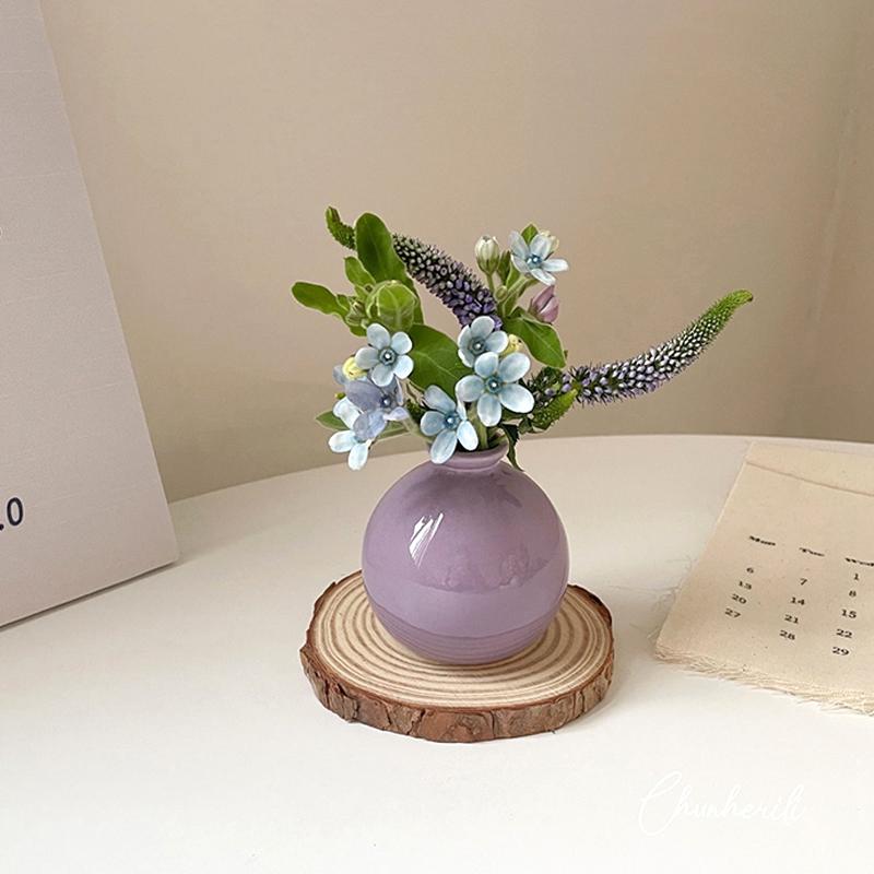 Candy Color Ceramics Bud Vase Nordic Hydroponics Vases Flower Vase for Decoration Living Room Dry Flowers Decorative Container