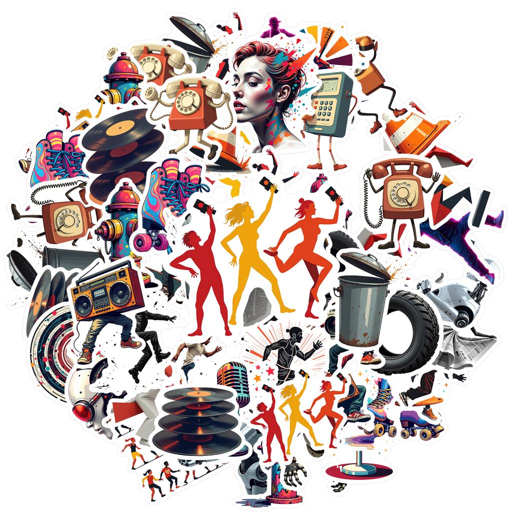 35pcs-100pcs Decals  Waterproof Music Stickers Robot Stickers Vinyl Stickers for Instruments Stationery Phones