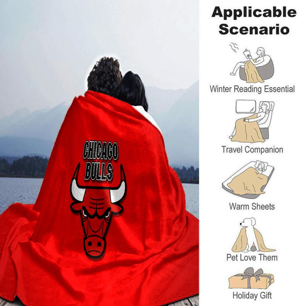 Chicago Bulls Logo Flanellen Deken, Zacht Polyester, Modern Ontwerp, Voor Alle Seizoenen voor Kamperen, Reizen, Cadeaus voor Feestdagen of Verjaardagen