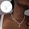 1PC Fashion Sparkling Cross Pendant Necklace For Women Men Hip Hop Silver Color Twisted Chain Necklaces Exquisite Bling Jewelry