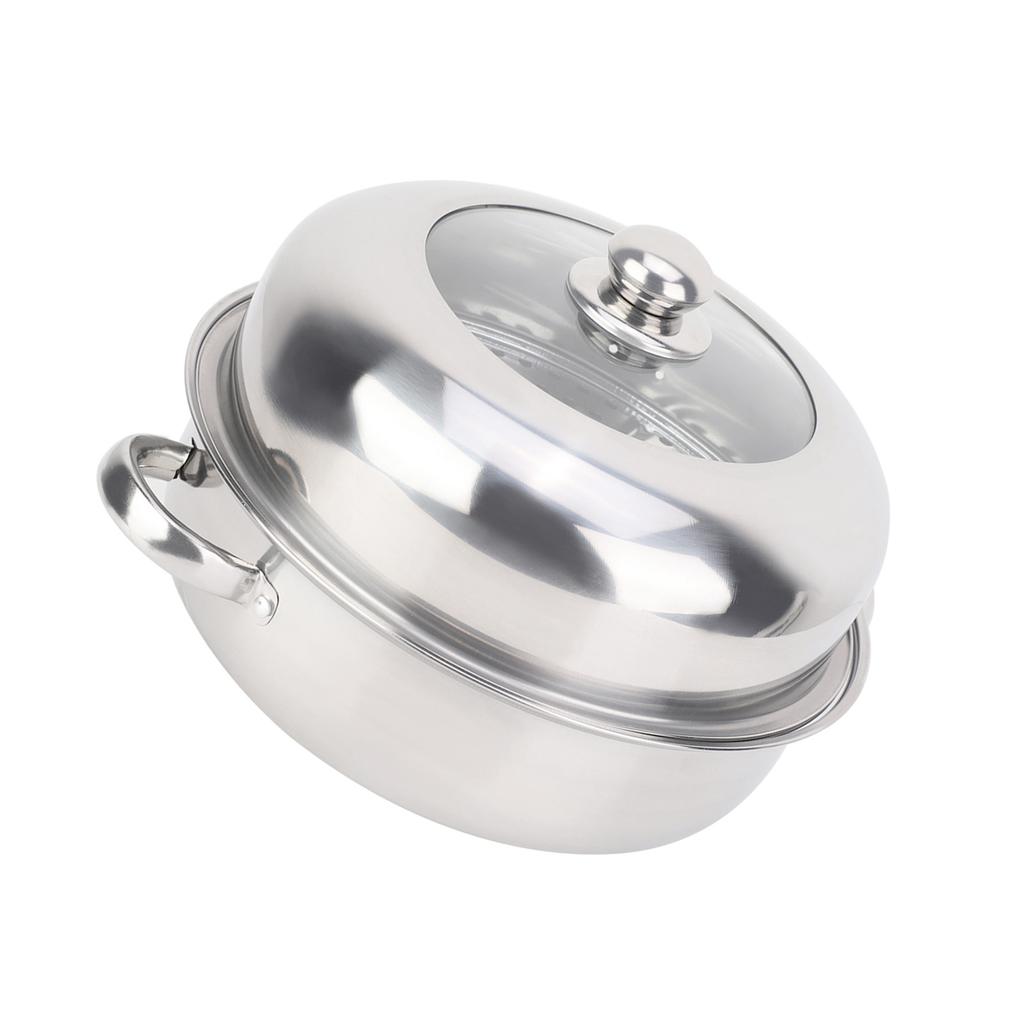 28CM Stainless Steel Single Layer Stockpot Hotpot Food Steamer Pot Cookware Household Cooking