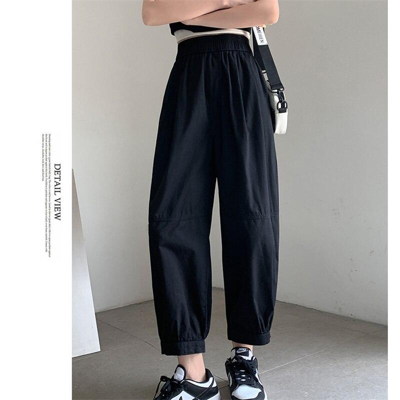 Harajuku Streetwear Summer High Waist Women's Wide Leg Capris Cargo Pants for Women Casual Baggy Harem Pants Woman Trousers