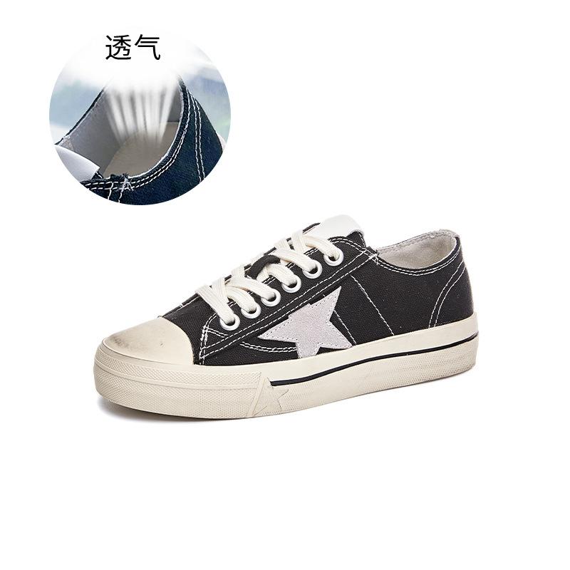 

Маленькие белые туфли женские 2025 лето новые на плоской подошве парусиновые грязные туфли универсальные повседневные кеды женские универсальные женские туфли 40 чёрный
