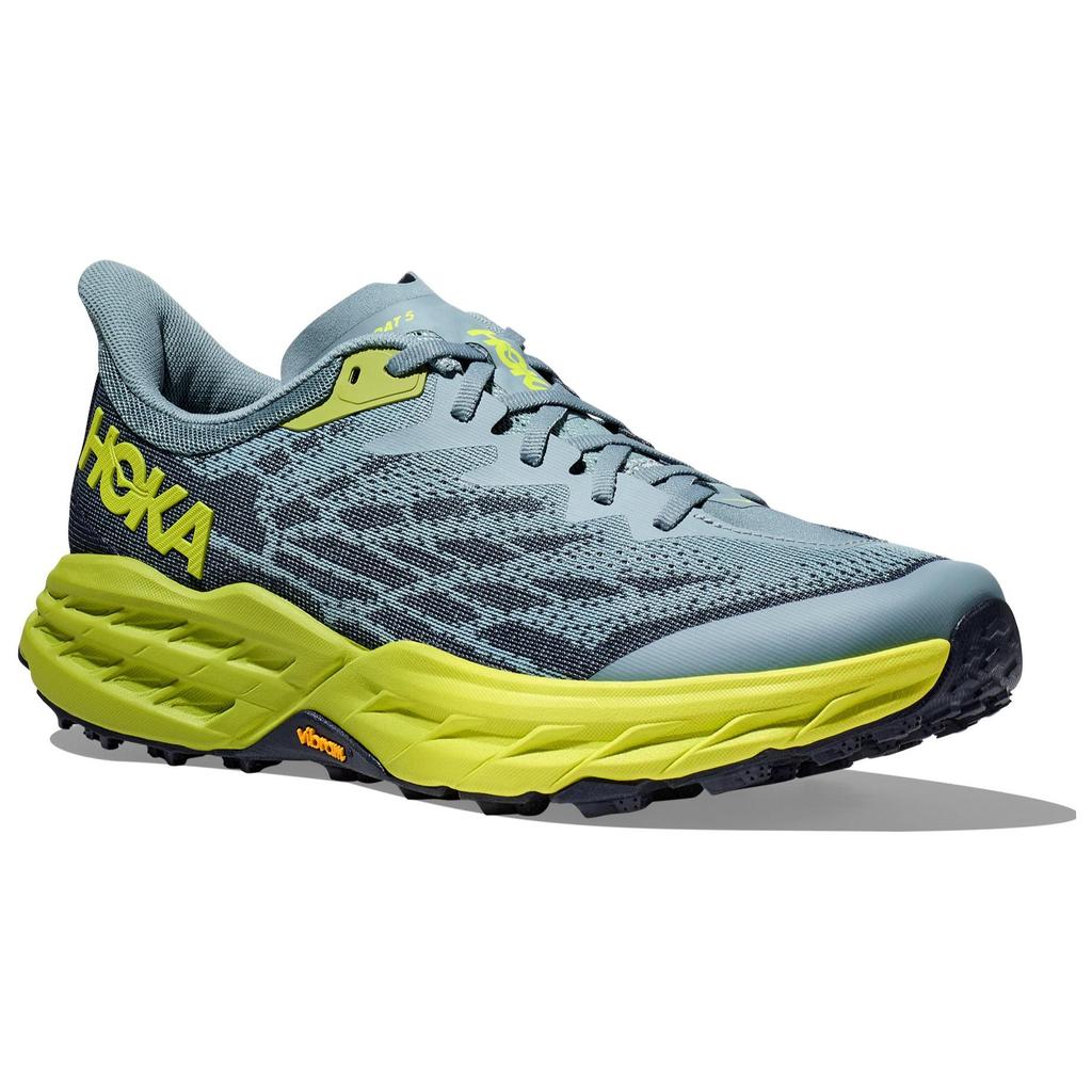 HOKA Speedgoat 5 2E Wide Stone Blue Men Joggesko Lime-Green 1123159-SBDCT