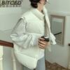 BITCED Down-Filled Cotton Vest for Women Stand-Up Collar, Short-Length Autumn/Winter Loose-Fit Cotton Jacket Lightweight Vest Outerwear