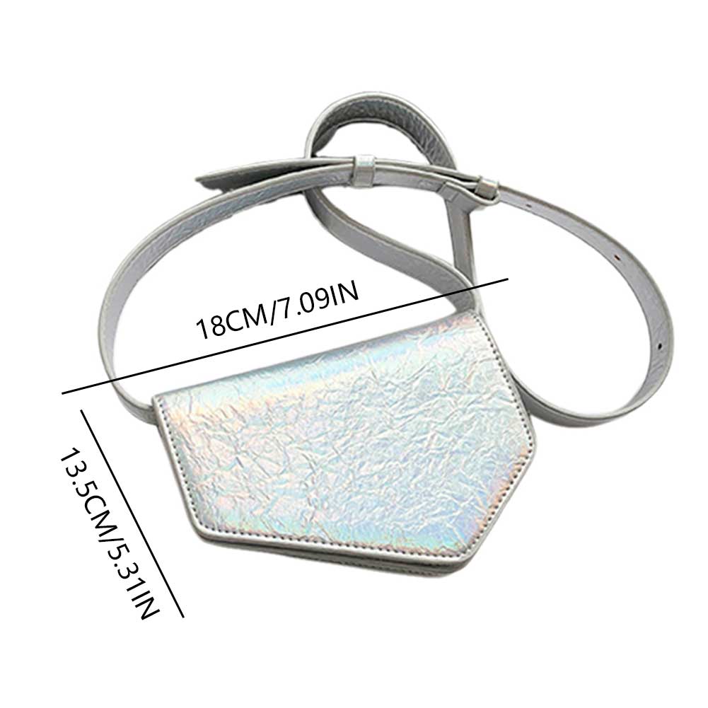 Women Irregular Shoulder Bag PU Leather Shiny Crossbody Bag Adjustable Strap All-Match Satchel Bag Ladies Commute Bag