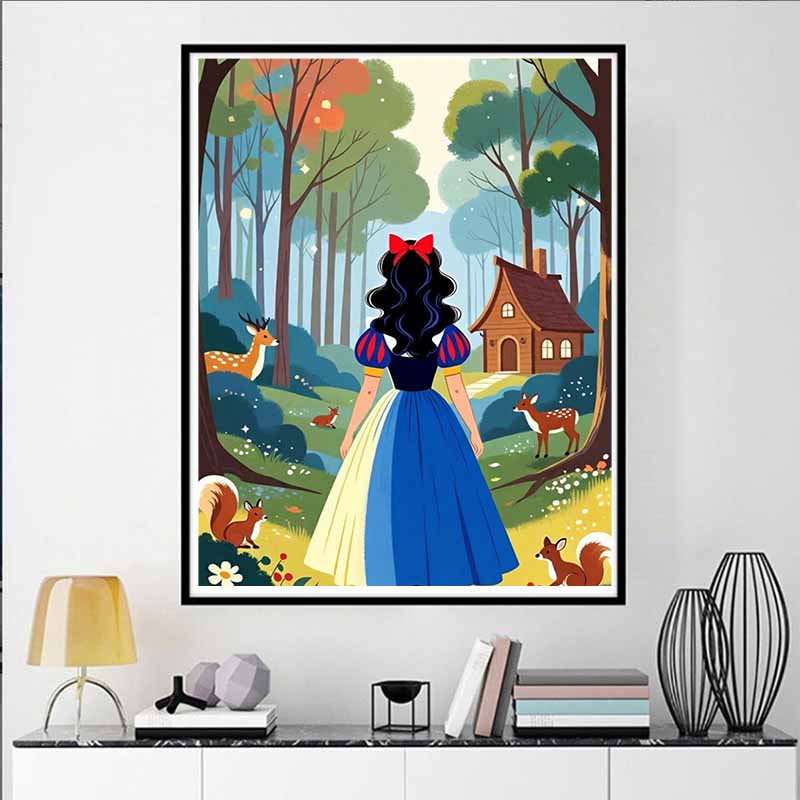 Disney 5D DIY Diamond Painting Snow White Healing Illustration, Embroidered Mosaic Cross Stitch Home Decor Gift Crafts