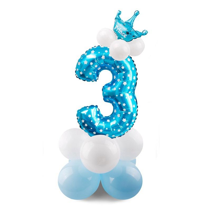 Gradual Change 32 Inch Digital Road Lead Balloon, Column Party Decoration Birthday Aluminum Film Latex Metal Balloon