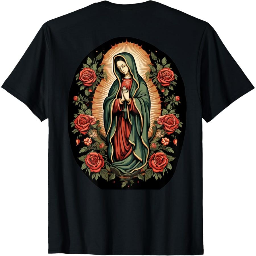 

Our Lady De Guadalupe Sant Mary Back Print Christians T-Shirt S чёрный