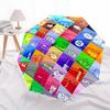 Character Grid, Cartoon Icons Themed Automatic Opening and Closing Umbrella, Compact Travel Umbrella, Lightweight and Portable, Suitable for