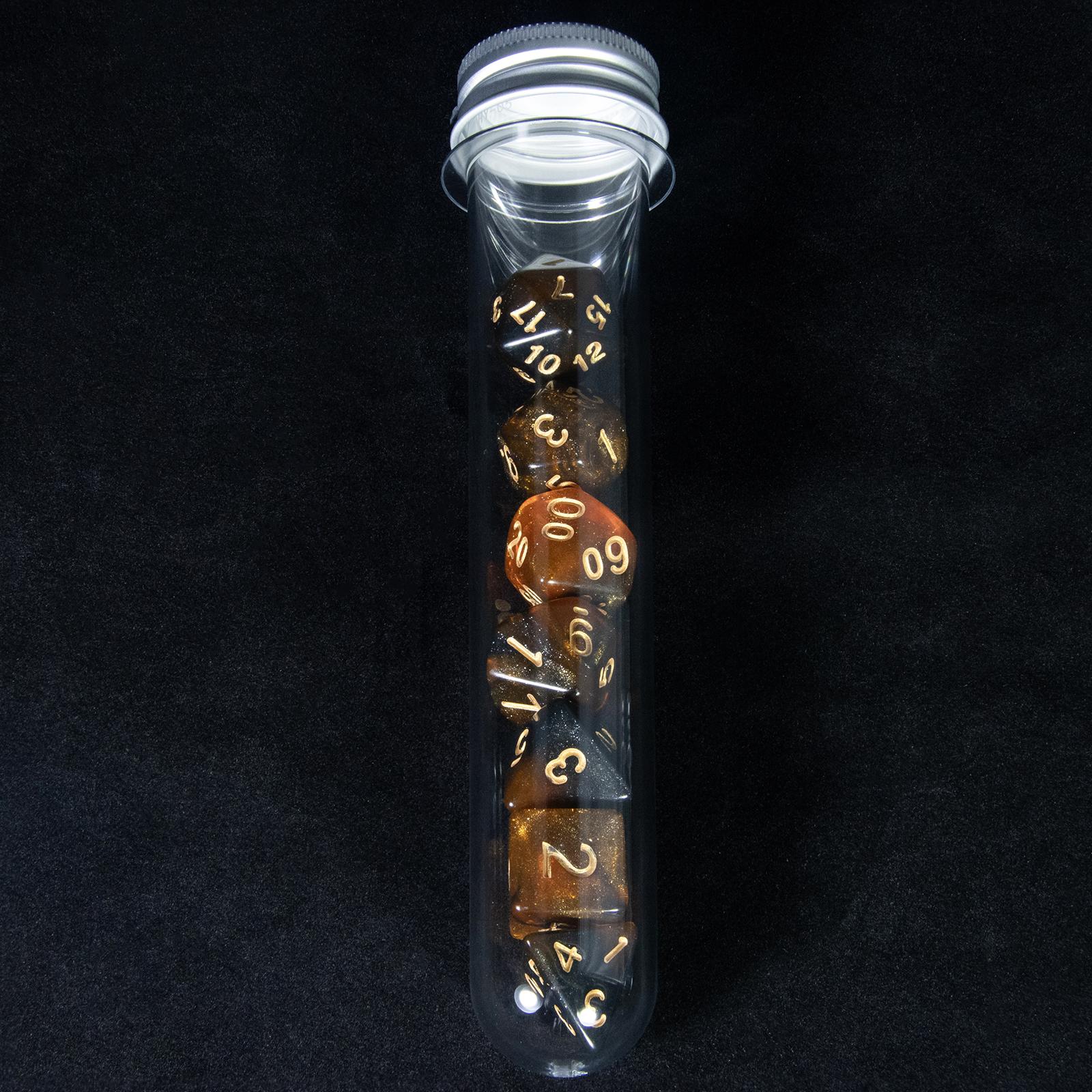 

Космические игральные кости 7 шт. DND многогранные игральные кости с трубкой для настольных игр / обучающие математические вечеринки аксессуары набор многосторонних игральных костей orange black