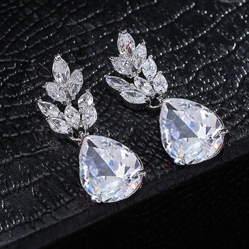 

Women Party Zircon Wedding Bridal Cubic Earrings Long Earrings Dangle Earrings Drop Earrings серебряный