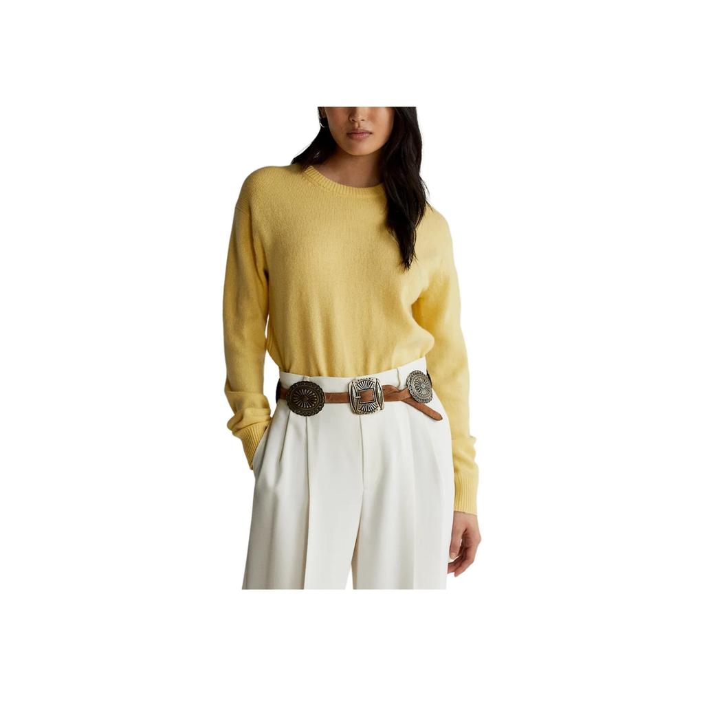 Polo Ralph Lauren Loose Fit Ribbed Crew Neck Sweater Women Sweater Yellow WMPOSWENC020144-700