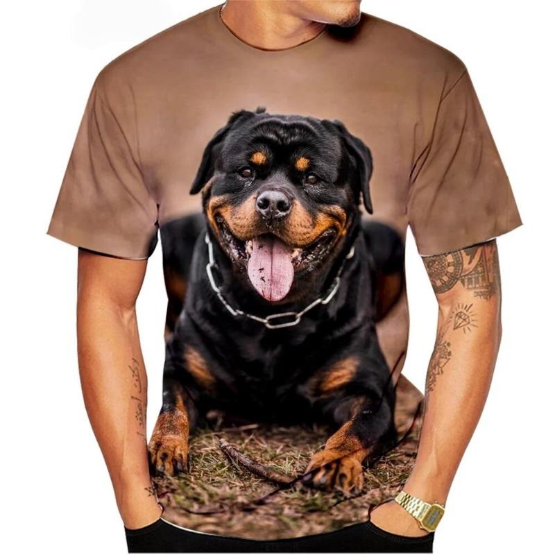 Cute Pet Dog Summer Men's T-Shirt 3D Rottweiler Fashion Print
