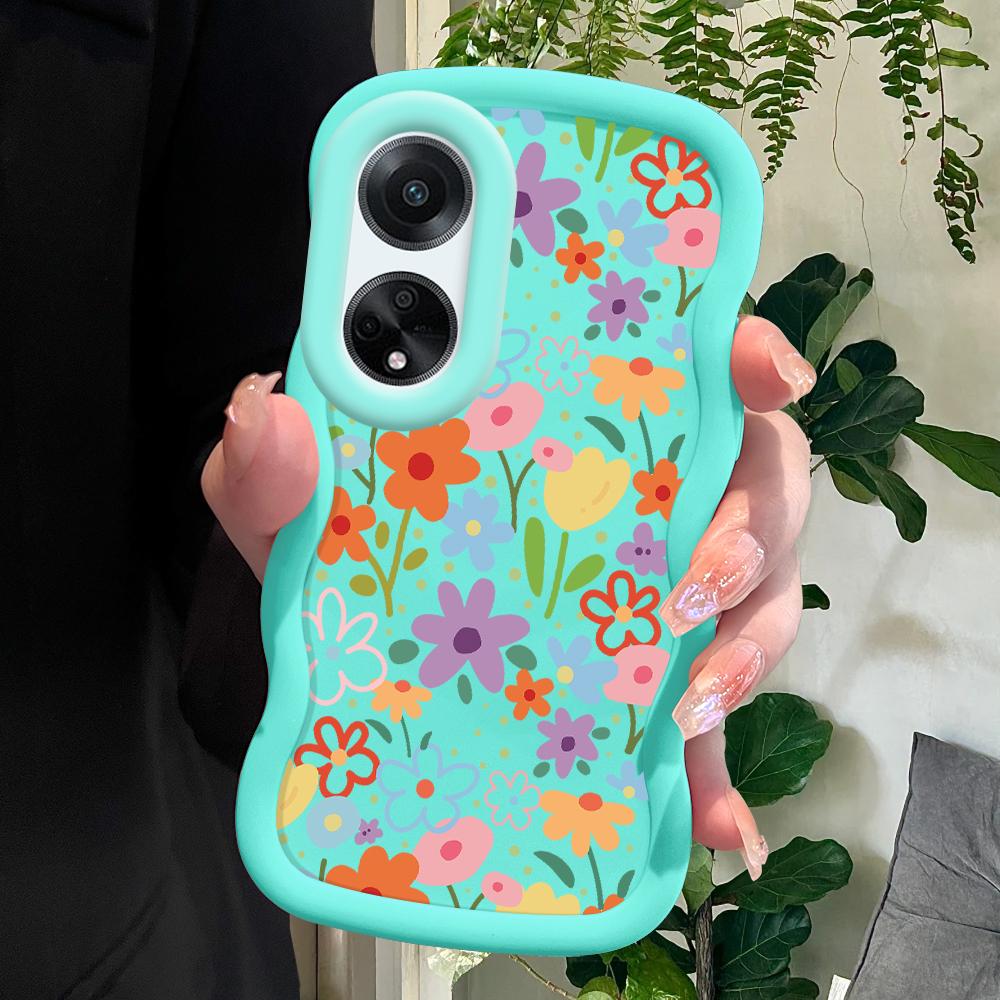 

Окрашенный узор Big Wave Edge Мягкий силиконовый материал Macaron чехол для телефона противоударный защитный резиновый чехол для OPPO Reno Realme Realme C2 синий