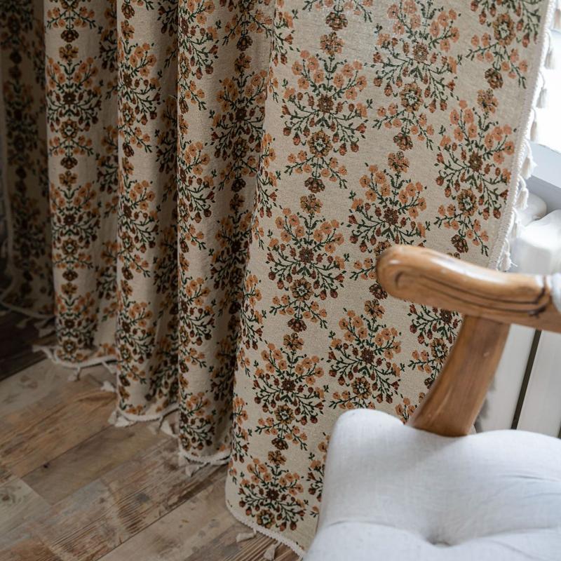 American Style Semi-blackout Jacquard Fringe Curtain Country Home Decoration Curtains Living Room Bedroom Kitchen Valance