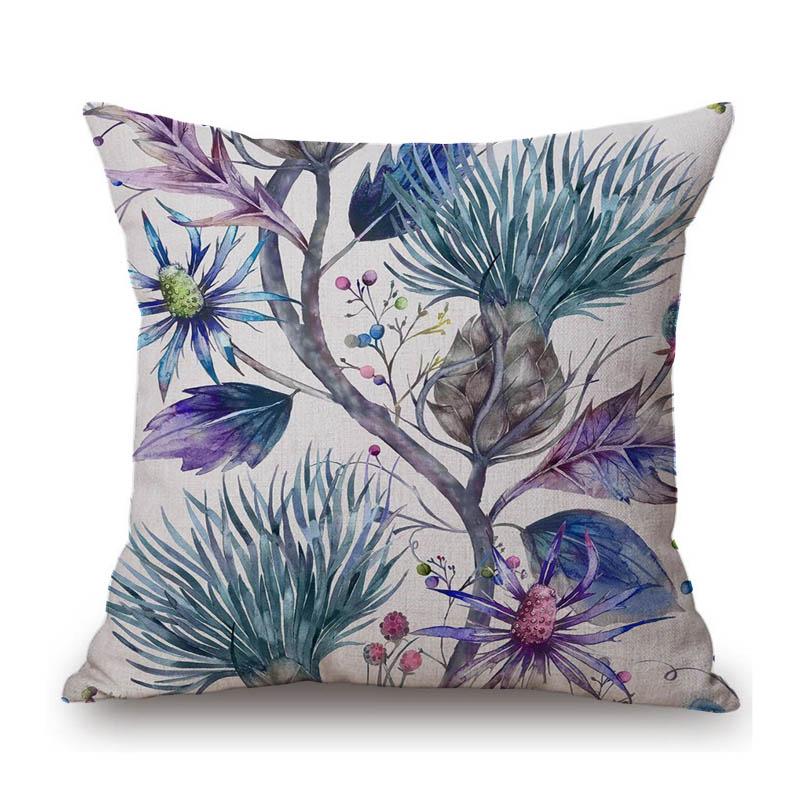 Home Decoration Flower Floral Oil Painting Sofa Throw Pillow Case Cotton Linen Bench Chair Seat Cushion Cover