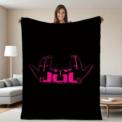 JUL Sweet Initials Flannel Throw Blanket Soft Design All Season Cozy Comfort for Custom Name Gift