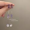 Dream atmosphere gradual change super flash purple zircon pendant long earrings new celebrity temperament earrings