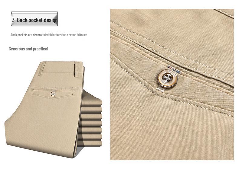 Men's Summer Cotton High-Waist Casual Trousers - Middle-Aged & Elderly 