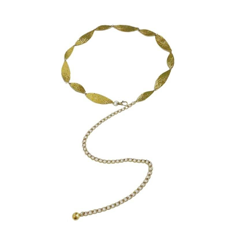 Stylish Antique Silver Tone Leaf Pattern Belt Chain Portable Fashion Accessory for Casual Outfits and Festival Wear